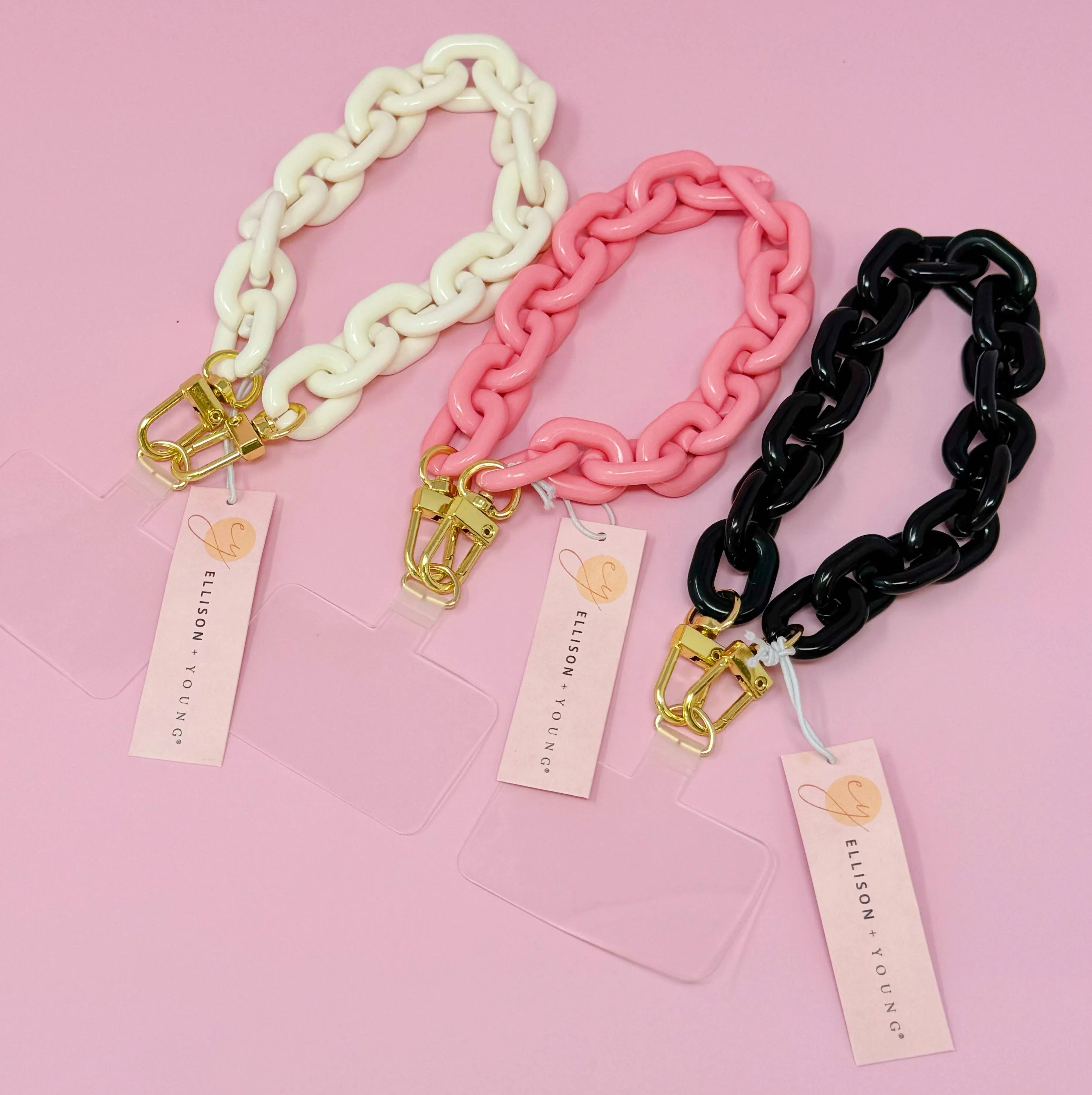 Acrylic Link Phone Wrist Lanyard Strap White