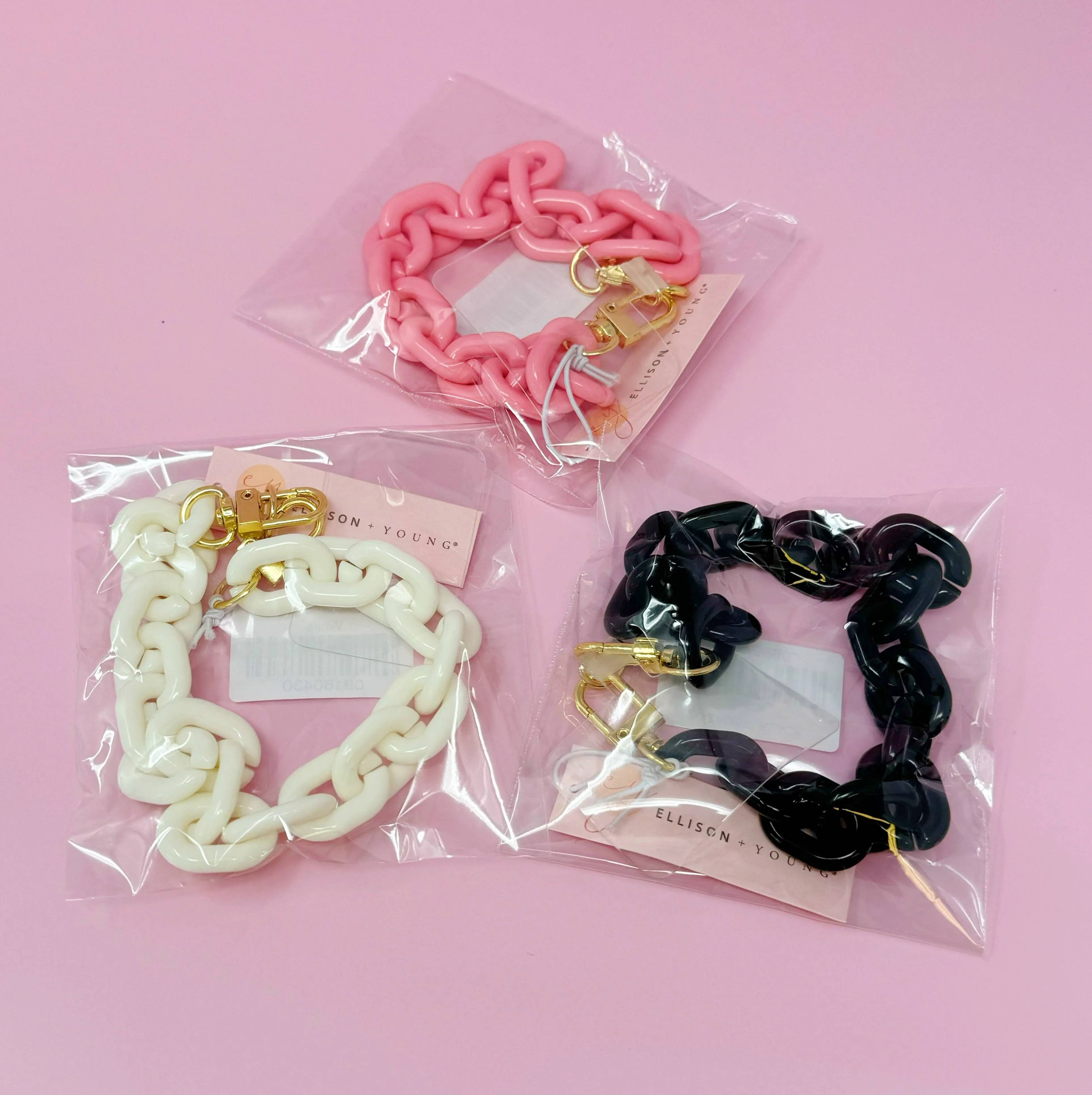 Acrylic Link Phone Wrist Lanyard Strap White