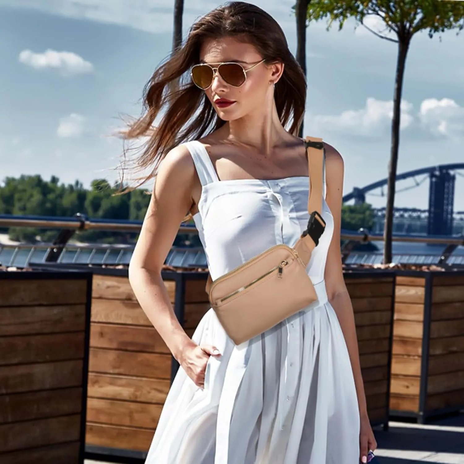 Belt Bag for Women Crossbody Trendy Fanny Pack Ladies Small Waist Bum Pack Chest Purse with Adjustable Strap