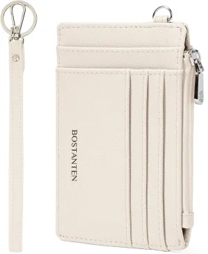 BOSTANTEN Small Wallet For Women RFID Leather Credit Card Holder Slim Wristlet Keychain Wallet With Zipper Pocket