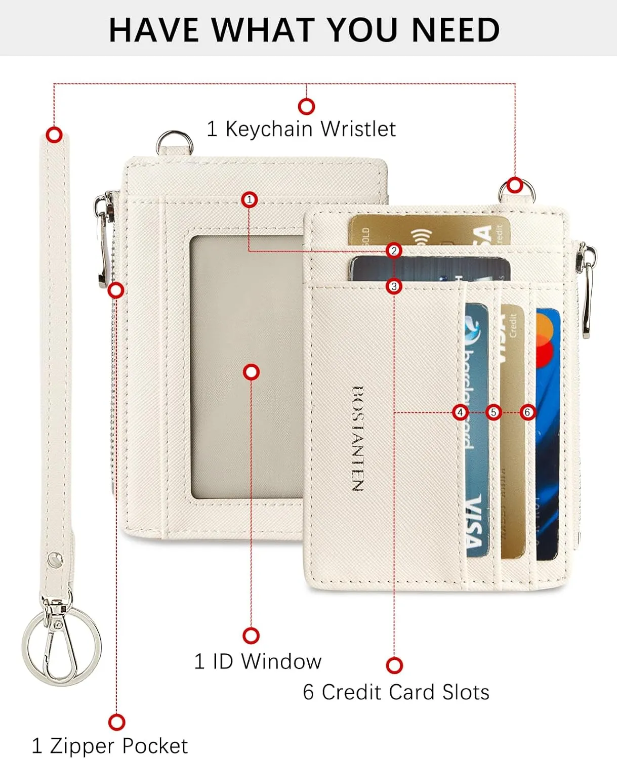 BOSTANTEN Small Wallet For Women RFID Leather Credit Card Holder Slim Wristlet Keychain Wallet With Zipper Pocket