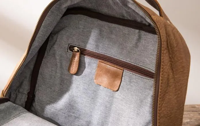 Brown Mens Leather Backpacks Travel Backpacks Laptop Backpack for men