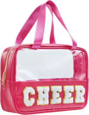 Cheer Bag Clear Cheer Makeup Bag Cheerleader Gifts Cheer Gifts for Girls Cheer Accessories for Girls Clear Pouch Preppy Cosmetic Bag, Travel Toiletry Bag (STB-RS-CHEER, STB-RS-CHEER)