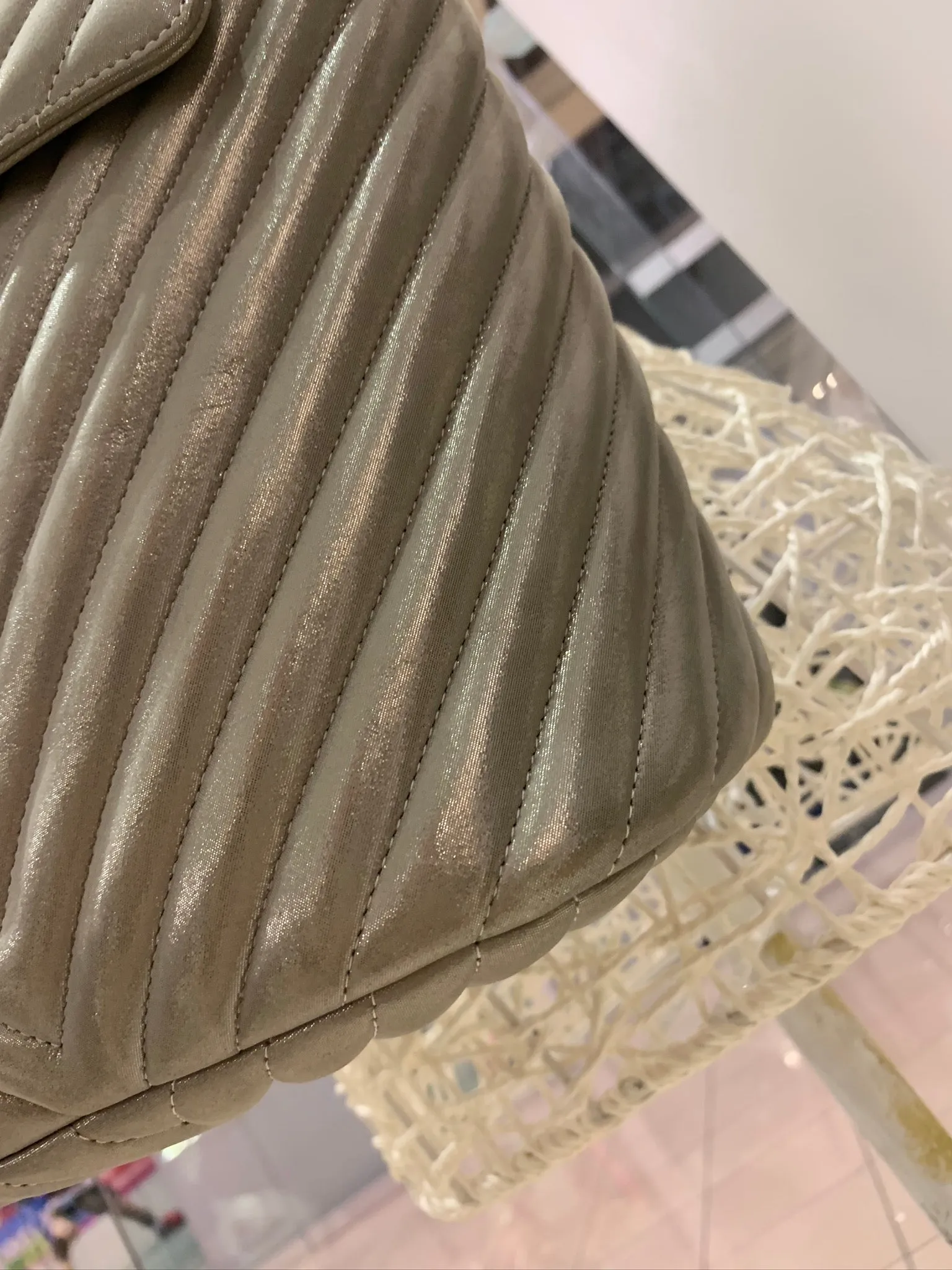 Chevron Quilted Urban Spirit Backpack in Silver