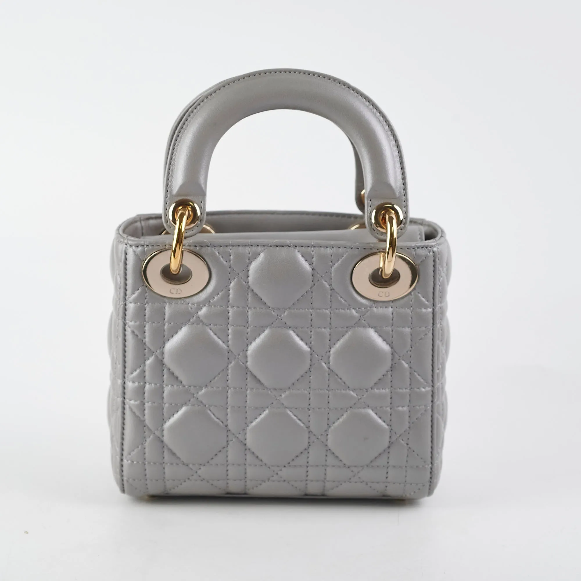 Christian Dior Lady Dior Mini Lambskin Grey