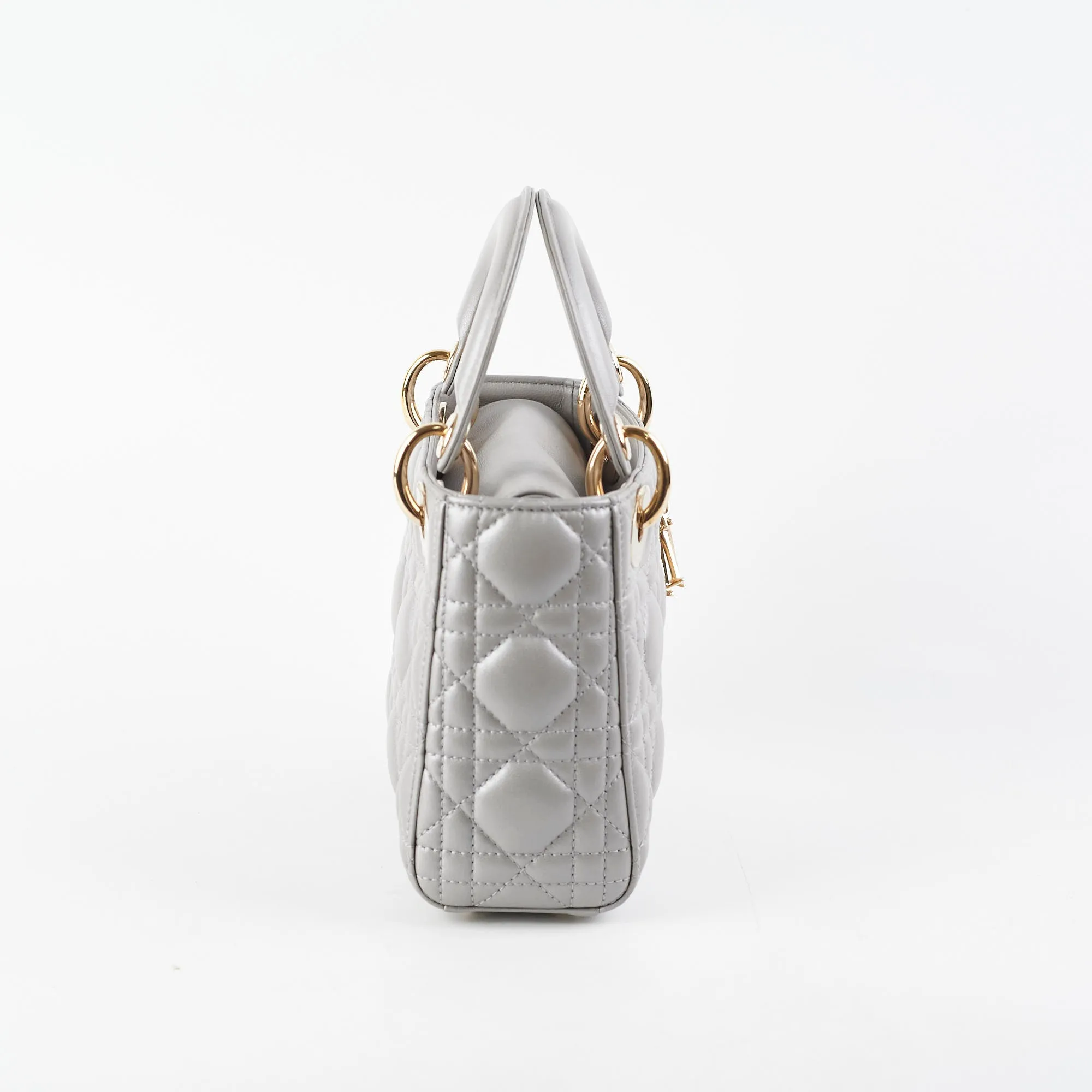 Christian Dior Lady Dior Mini Lambskin Grey