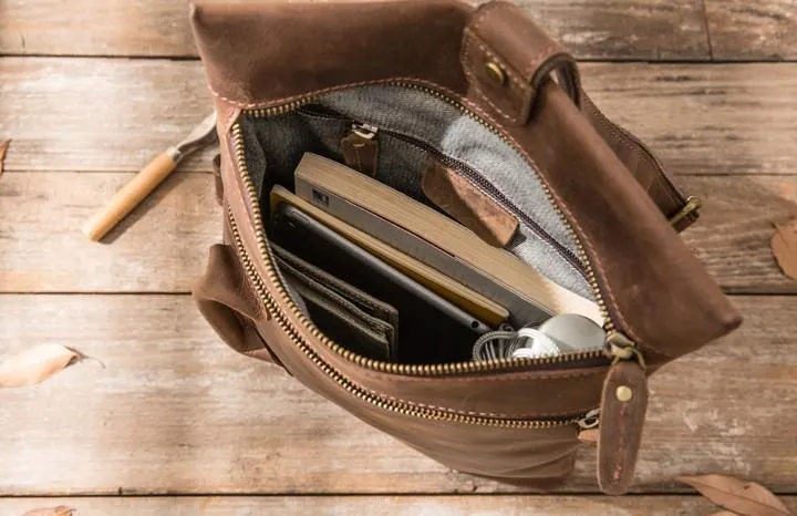 Coffee Leather Mens Cool Sling Bag Sling Shoulder Bags Sling Backpacks for men