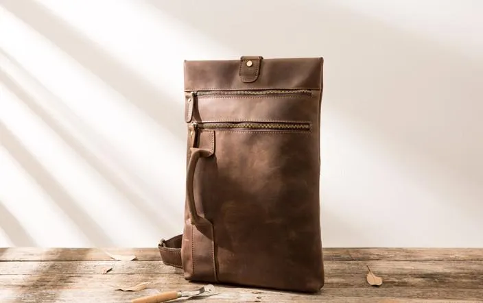 Coffee Leather Mens Cool Sling Bag Sling Shoulder Bags Sling Backpacks for men