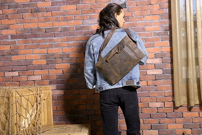 Coffee Leather Mens Cool Sling Bag Sling Shoulder Bags Sling Backpacks for men