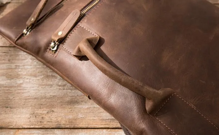 Coffee Leather Mens Cool Sling Bag Sling Shoulder Bags Sling Backpacks for men