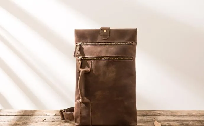 Coffee Leather Mens Cool Sling Bag Sling Shoulder Bags Sling Backpacks for men