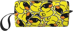 Cool Duck Cartoon Fun Makeup Bag Organizer Small Cosmetic Bags Portable Travel Toiletry Bag With Handle Simple Accessories Storage Zipper Pouch For Women Girl