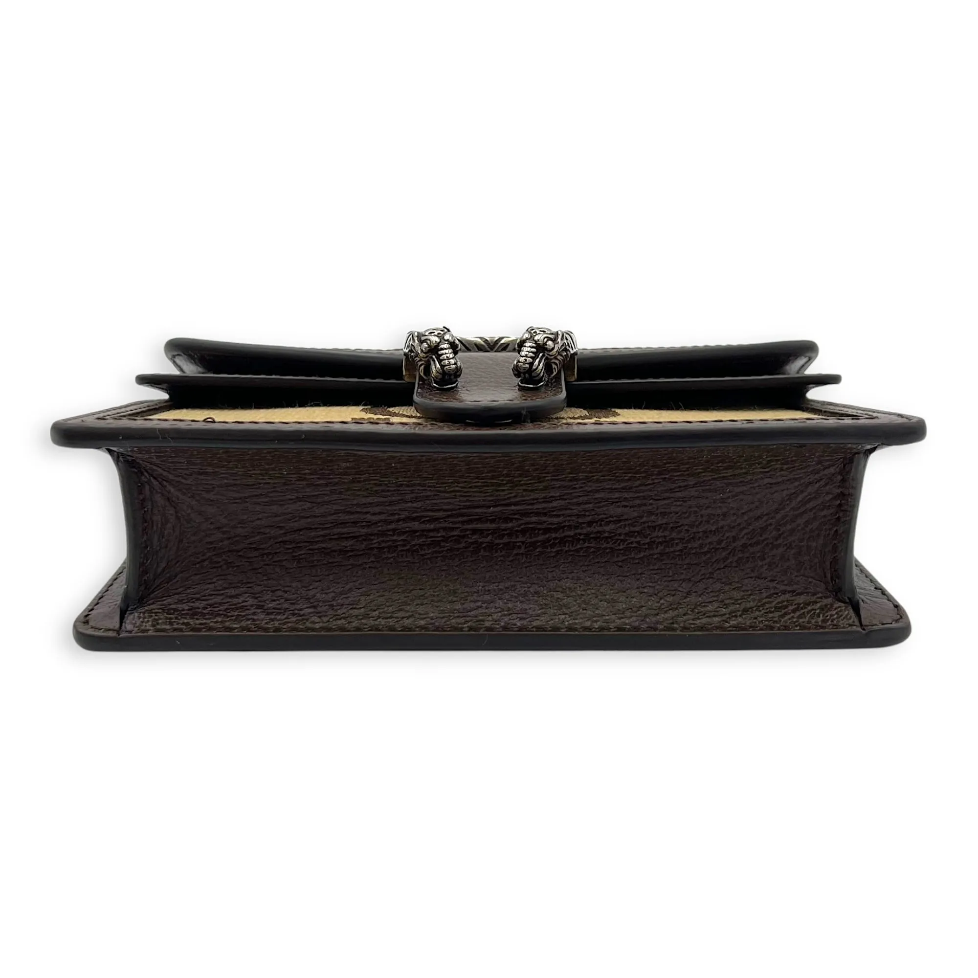 Dionysus Crossbody Bag Super Mini Brown in Canvas, Silver hardware