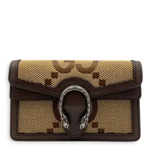 Dionysus Crossbody Bag Super Mini Brown in Canvas, Silver hardware