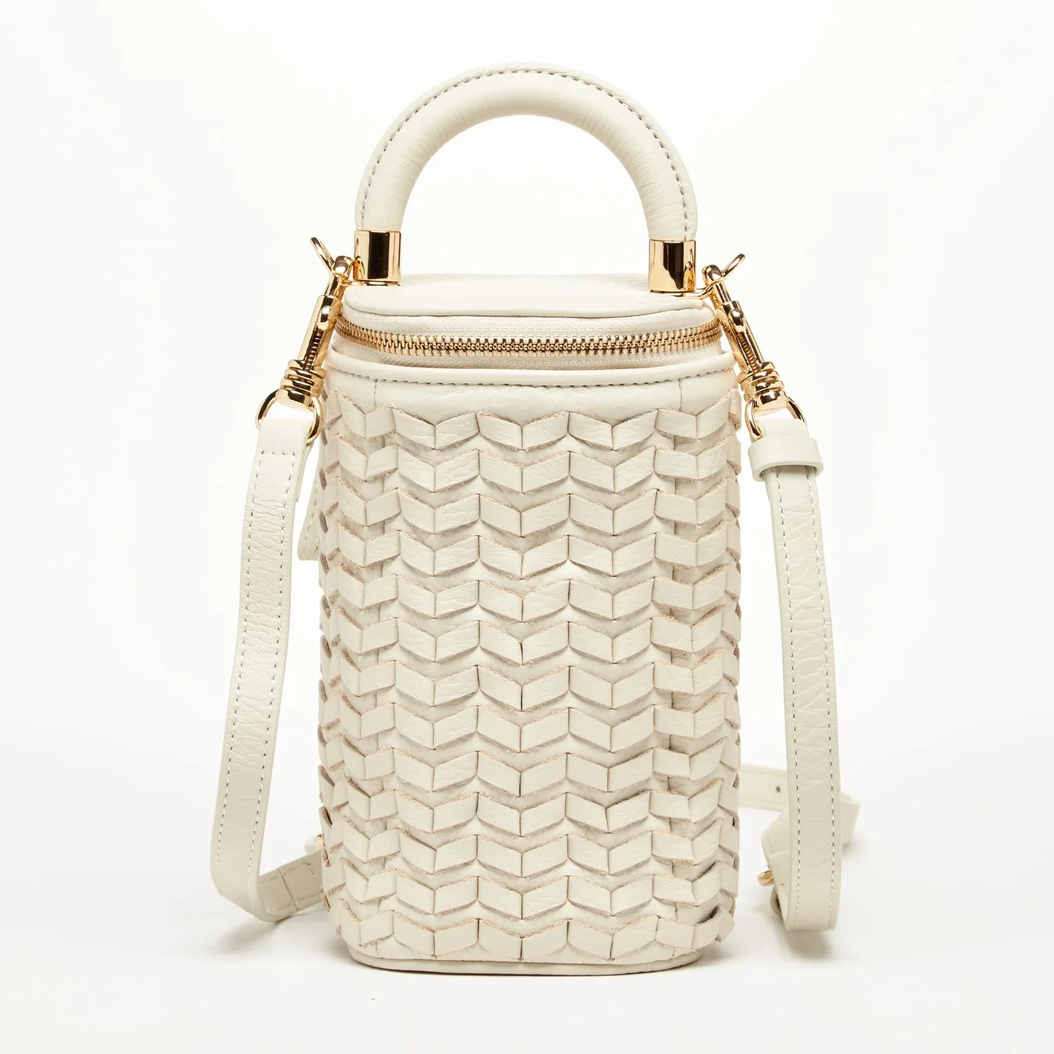 Elsa Basket Weave Leather Bag Off-White