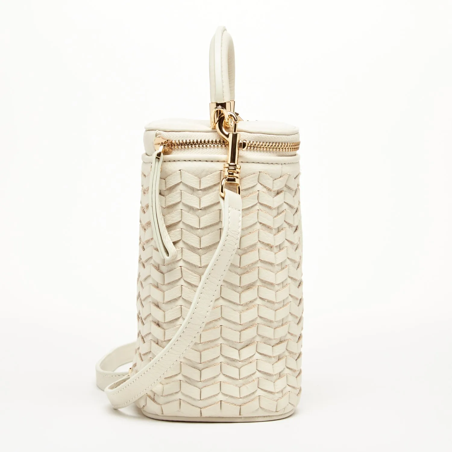 Elsa Basket Weave Leather Bag Off-White