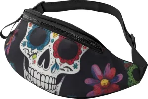 Fanny Pack for Men Women Crossbody Waist Bag Flower Cactus Sugar Skull Belt Bag with Adjustable Strap Hip Bum Bag