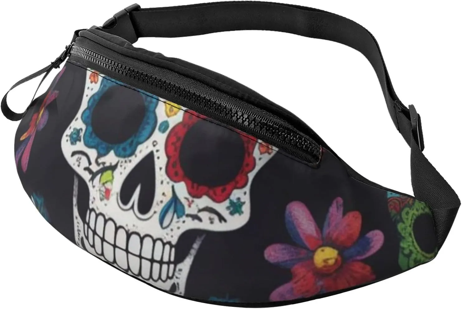 Fanny Pack for Men Women Crossbody Waist Bag Flower Cactus Sugar Skull Belt Bag with Adjustable Strap Hip Bum Bag