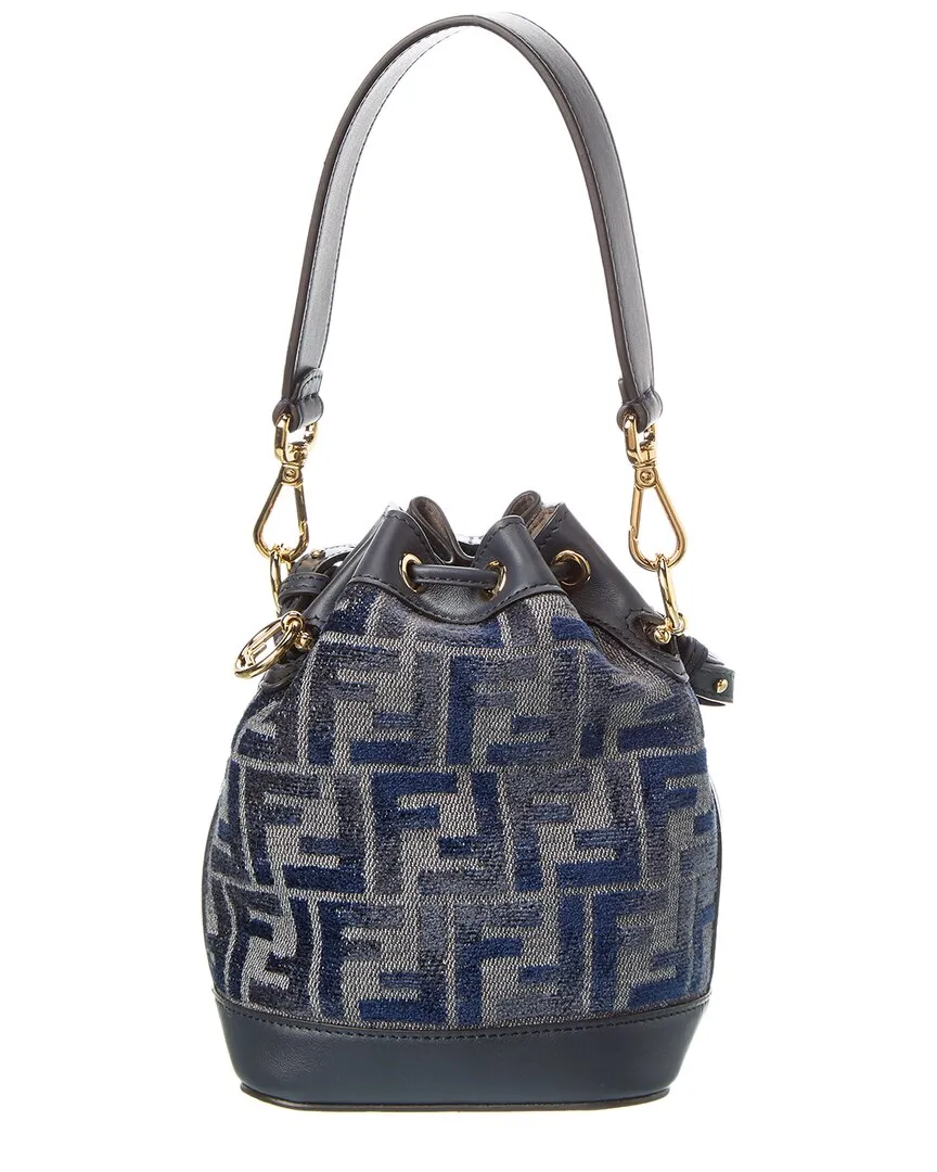 FENDI Mon Tresor Mini FF Chenille & Leather Bucket Bag