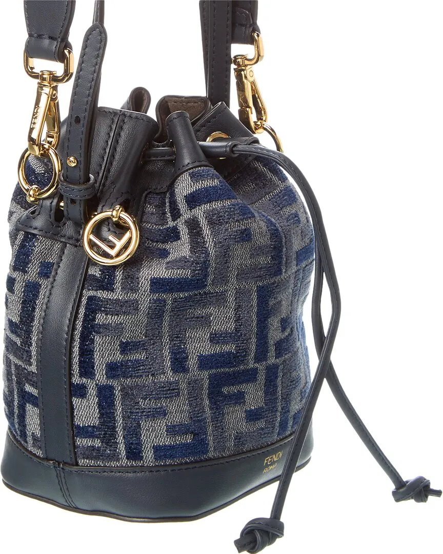 FENDI Mon Tresor Mini FF Chenille & Leather Bucket Bag
