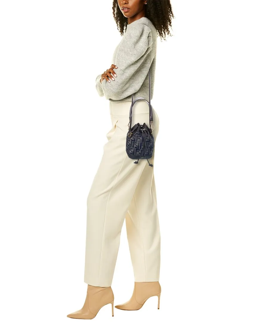 FENDI Mon Tresor Mini FF Chenille & Leather Bucket Bag