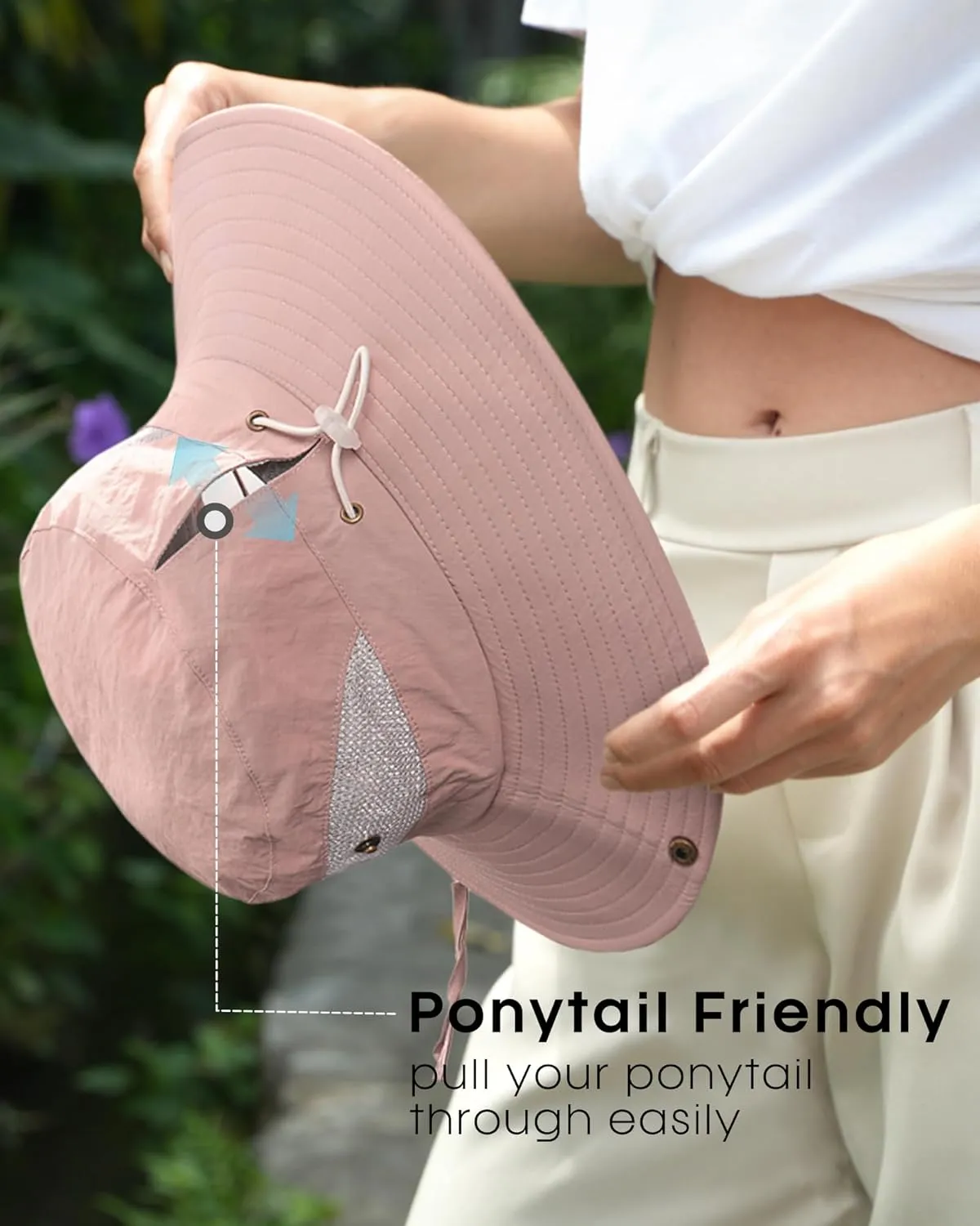 FURTALK Womens Sun Hat with Ponytail Hole Beach Hiking Summer Wide Brim UPF 80  Outdoor Protection Foldable Bucket Hat