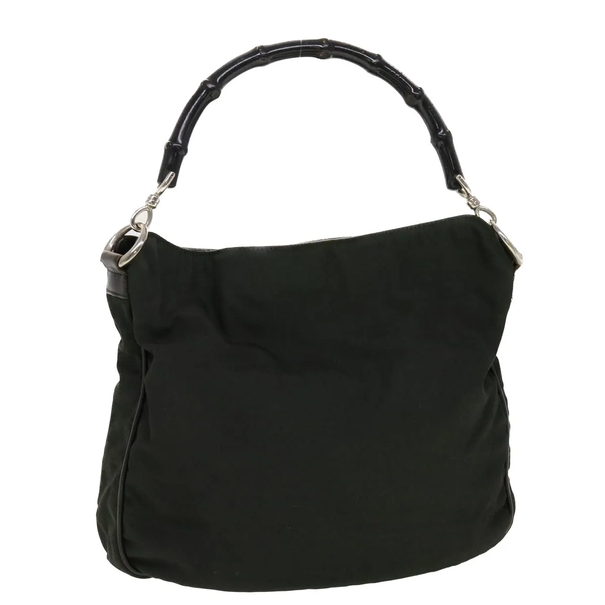 GUCCI Bamboo Shoulder Bag Nylon Green 0011638 002058  yb153