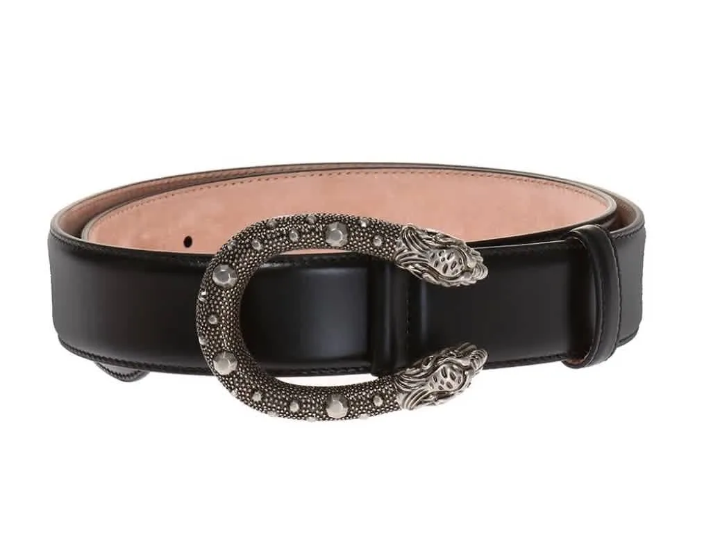 GUCCI Men's Tiger Head Buckle Leather Belt
