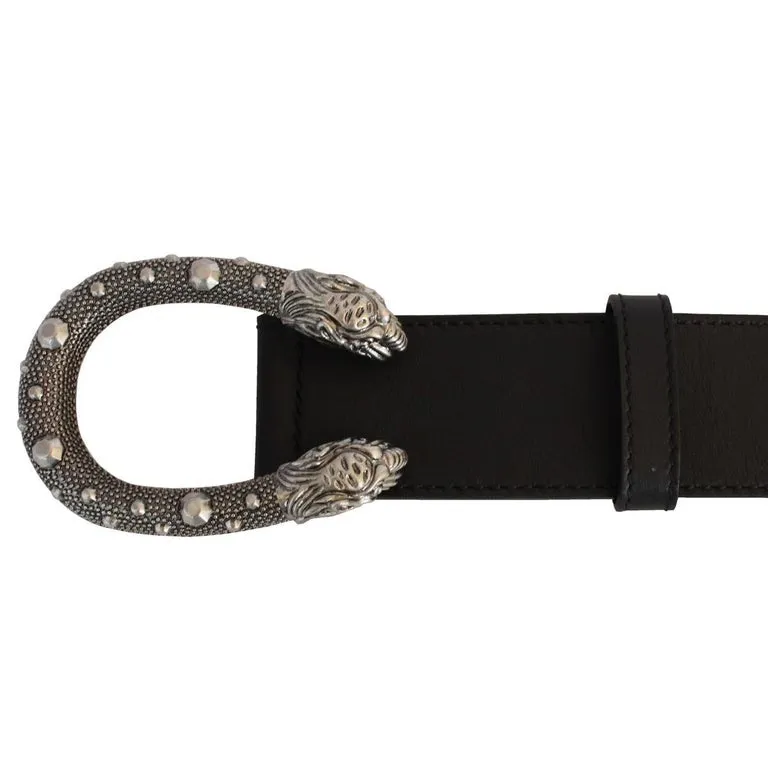 GUCCI Men's Tiger Head Buckle Leather Belt