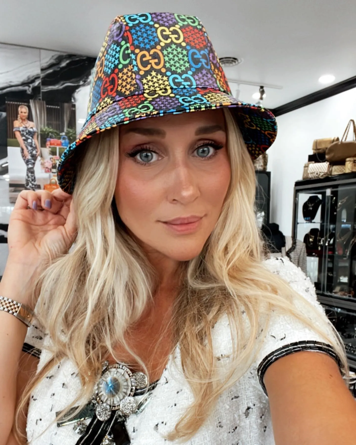 GUCCI PSYCHEDELIC GG STAR PRINT FEDORA