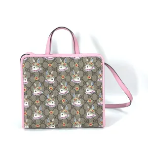 GUCCI Tote Bag 630542 GG canvas Beige x pink Children's Rabbit Yuko Higuchi