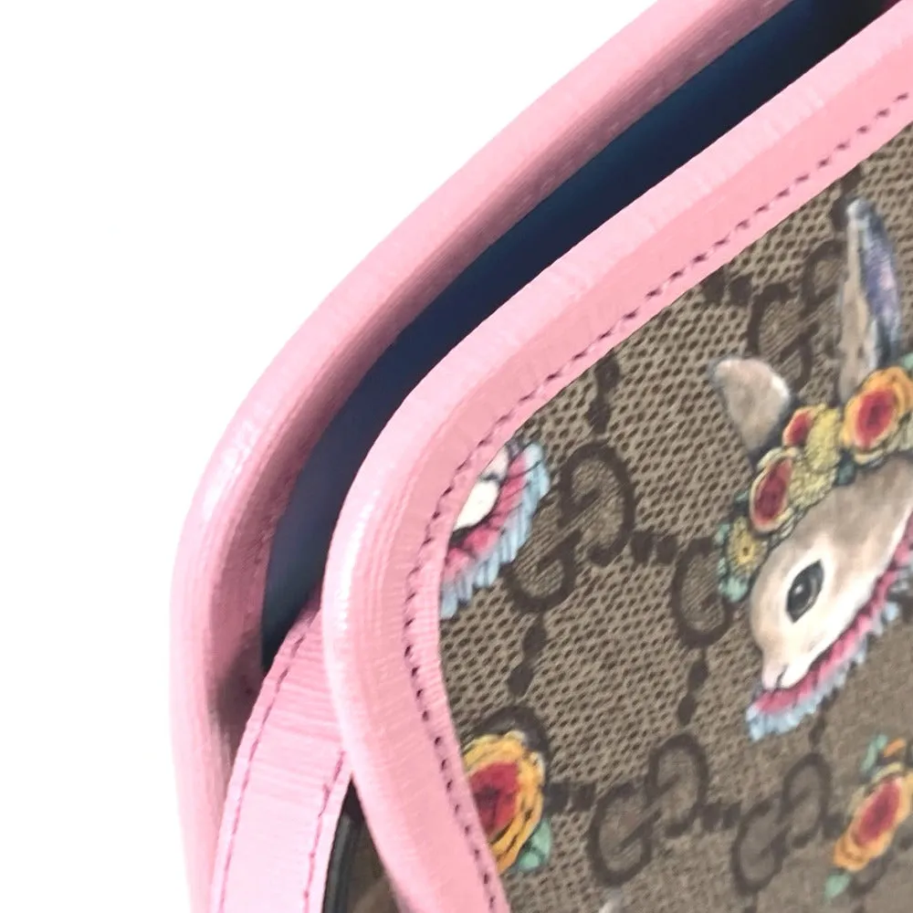 GUCCI Tote Bag 630542 GG canvas Beige x pink Children's Rabbit Yuko Higuchi