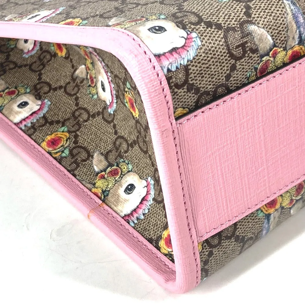 GUCCI Tote Bag 630542 GG canvas Beige x pink Children's Rabbit Yuko Higuchi