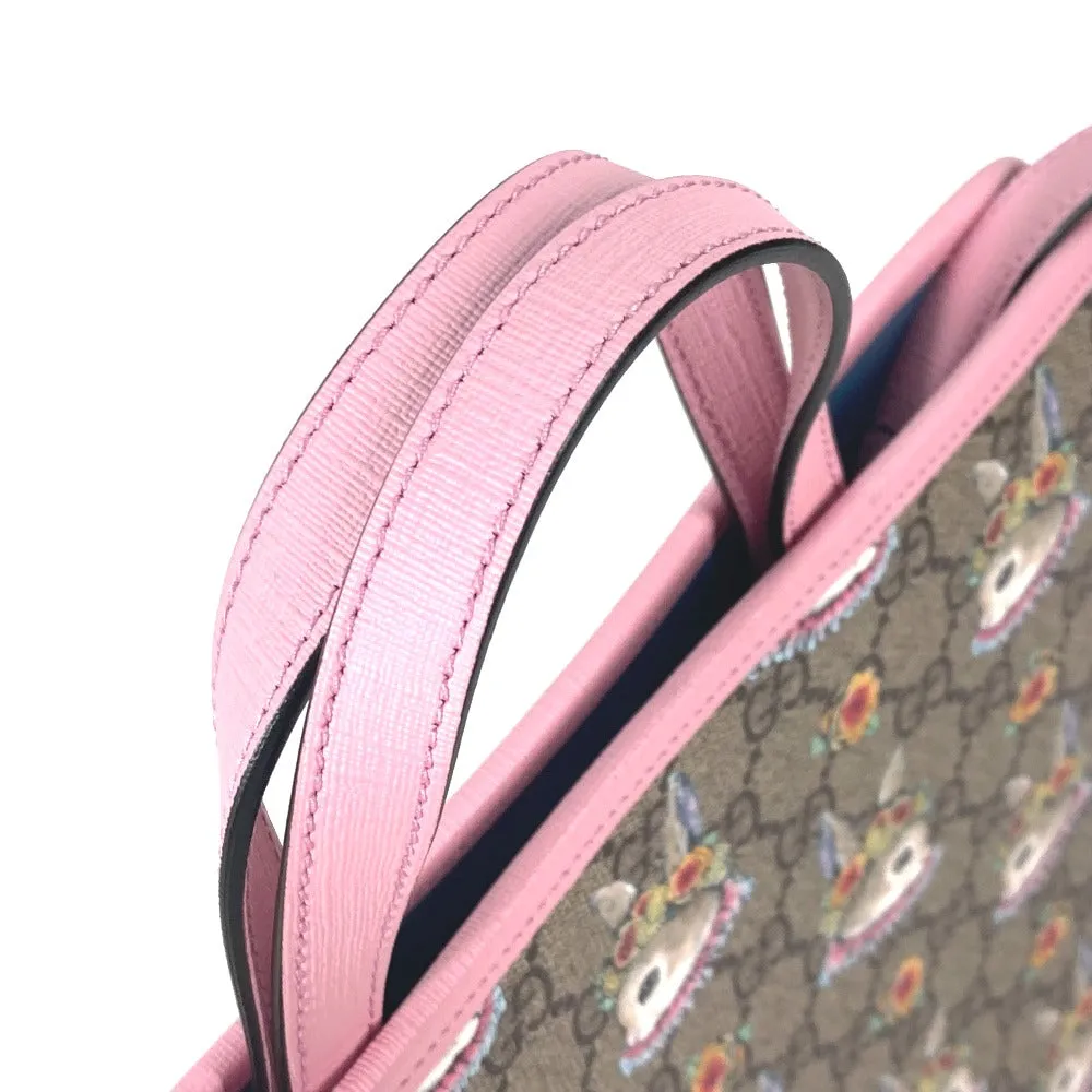 GUCCI Tote Bag 630542 GG canvas Beige x pink Children's Rabbit Yuko Higuchi