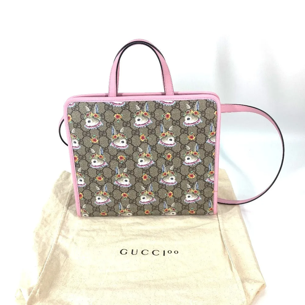 GUCCI Tote Bag 630542 GG canvas Beige x pink Children's Rabbit Yuko Higuchi