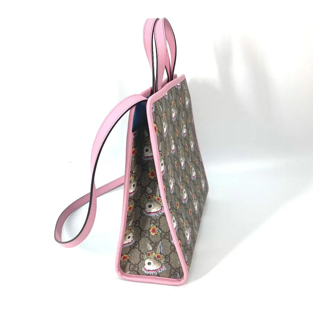 GUCCI Tote Bag 630542 GG canvas Beige x pink Children's Rabbit Yuko Higuchi