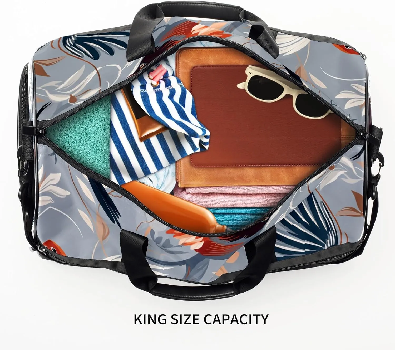 Gym Bag for Women, Carry on Weekender Overnight Bag, Travel Duffel Bags, Personal Item Travel Bag Tote Bag Workout Dance Bag, Chinese Painting Bird - 1
