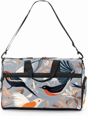Gym Bag for Women, Carry on Weekender Overnight Bag, Travel Duffel Bags, Personal Item Travel Bag Tote Bag Workout Dance Bag, Chinese Painting Bird - 1