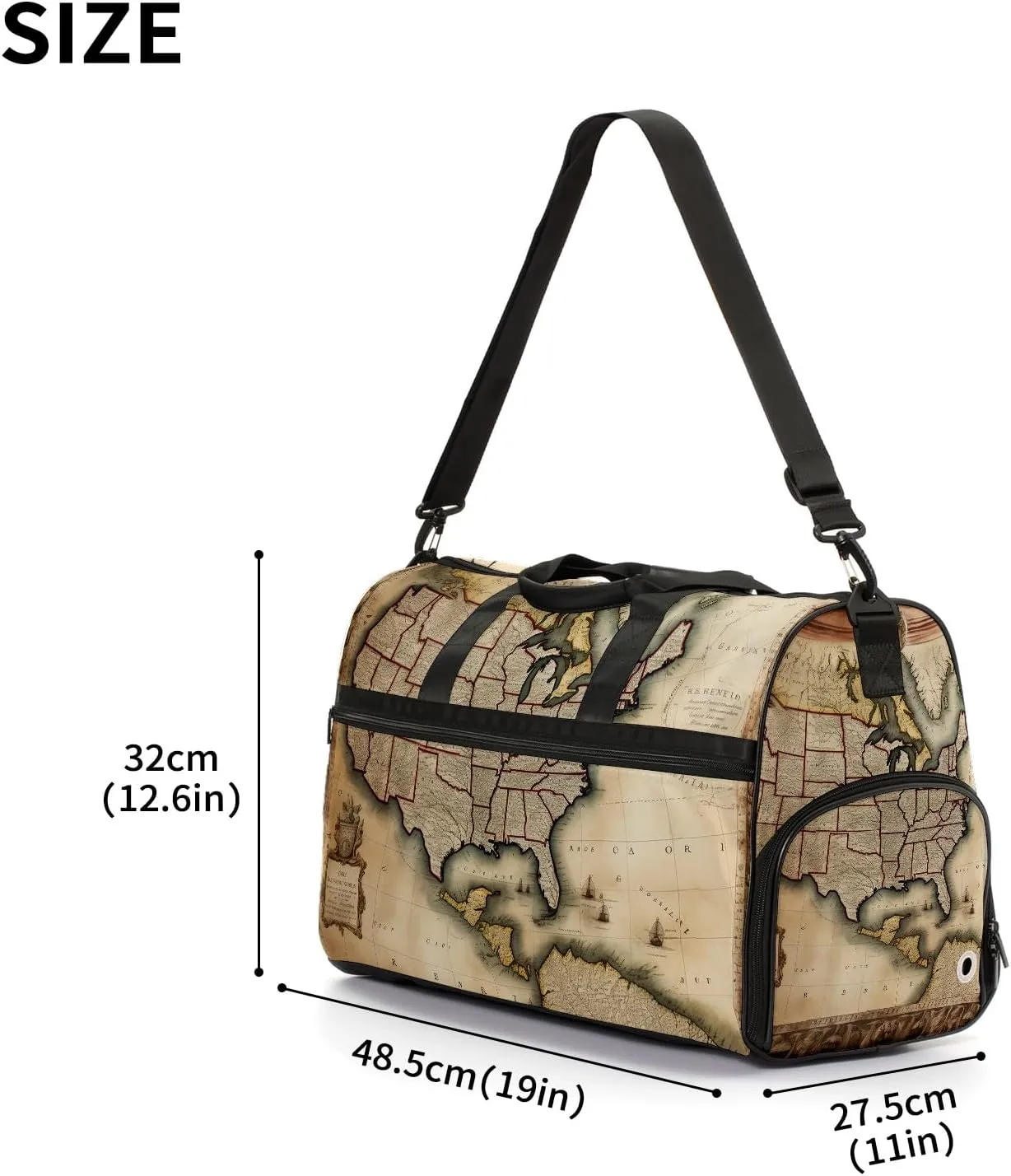 Gym Bag for Women Men, Yoga Bag with Shoe Pocket, Travel Duffel Tote Bag for Plane, Workout, Swimming, Weekend Overnight Bag Carry on Bag Hospital Holdalls, America Map - 28