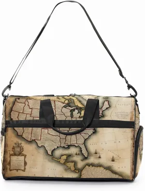 Gym Bag for Women Men, Yoga Bag with Shoe Pocket, Travel Duffel Tote Bag for Plane, Workout, Swimming, Weekend Overnight Bag Carry on Bag Hospital Holdalls, America Map - 28