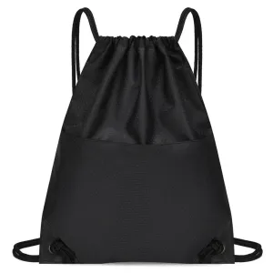 Gym Sack Drawstring Backpack Water-resistant Drawstring Bucket Bag with Zipper Pockets Light Sack for Adults and Teenagers Kids
