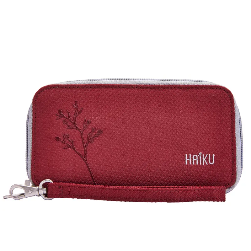Haiku Intrepid RFID Wallet in Rosewood, Stone Gray, Cherry Blossom, River RockBlue, Gray Poplar & Black