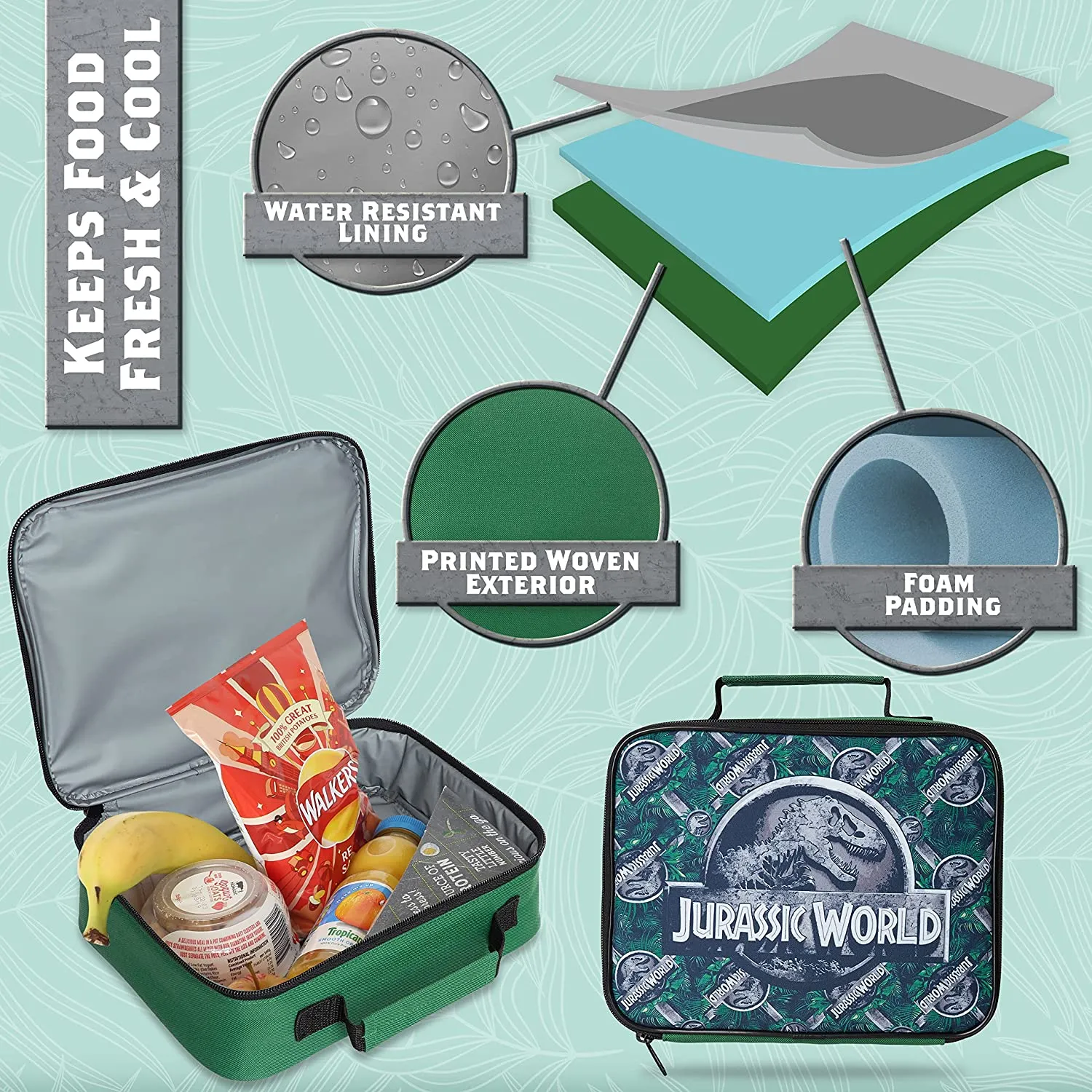 Jurassic World Lunch Box, Kids Lunch Bags for School
