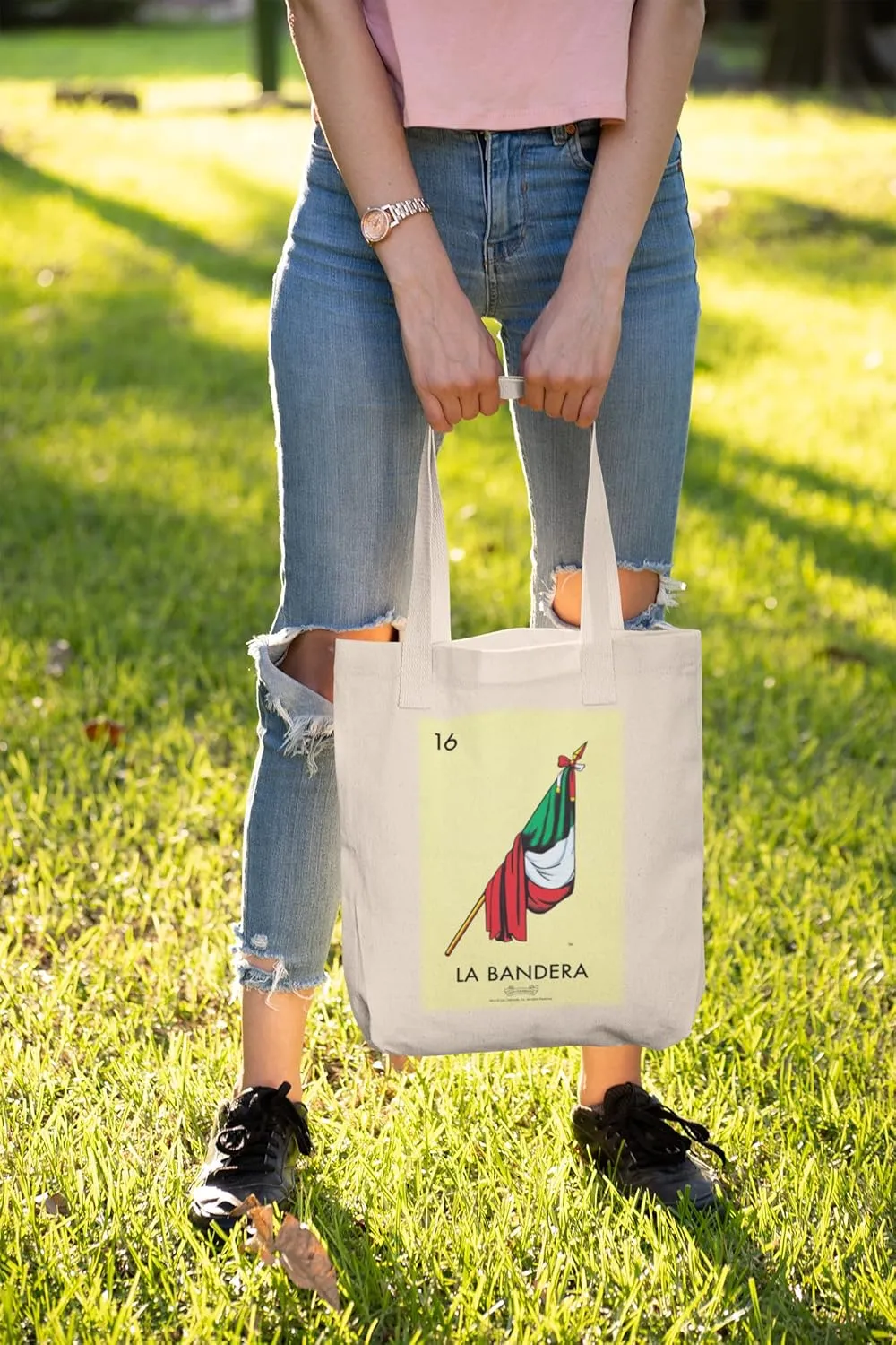 La Bandera Flag Loteria Card Mexican Latina Graphic Tote Bag for Adults