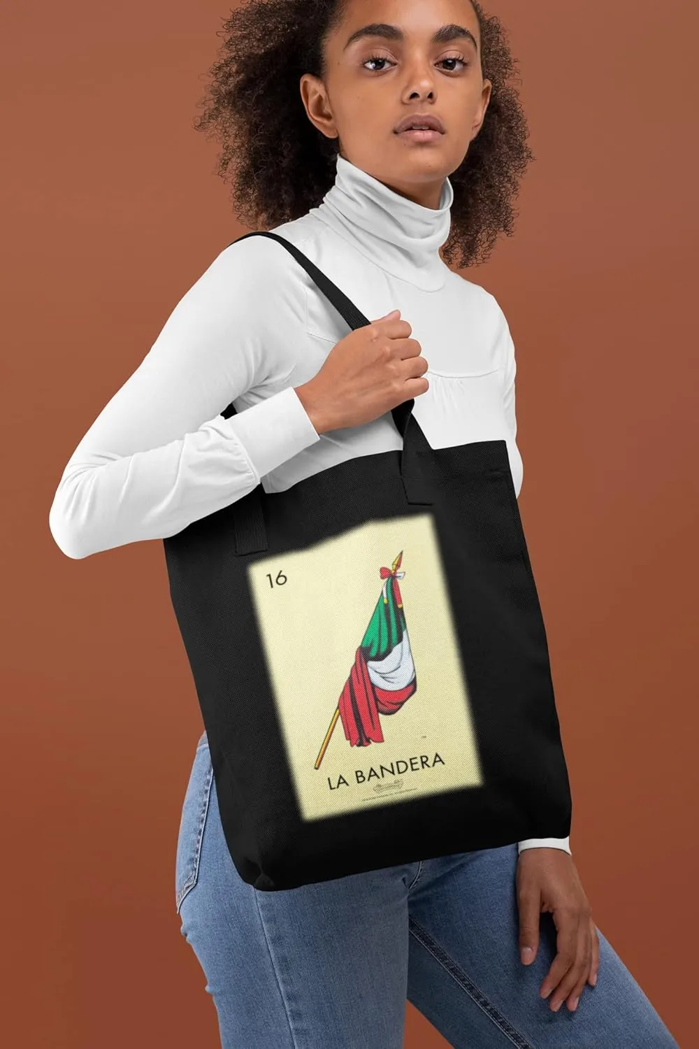 La Bandera Flag Loteria Card Mexican Latina Graphic Tote Bag for Adults
