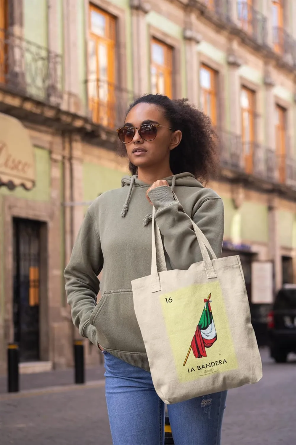 La Bandera Flag Loteria Card Mexican Latina Graphic Tote Bag for Adults