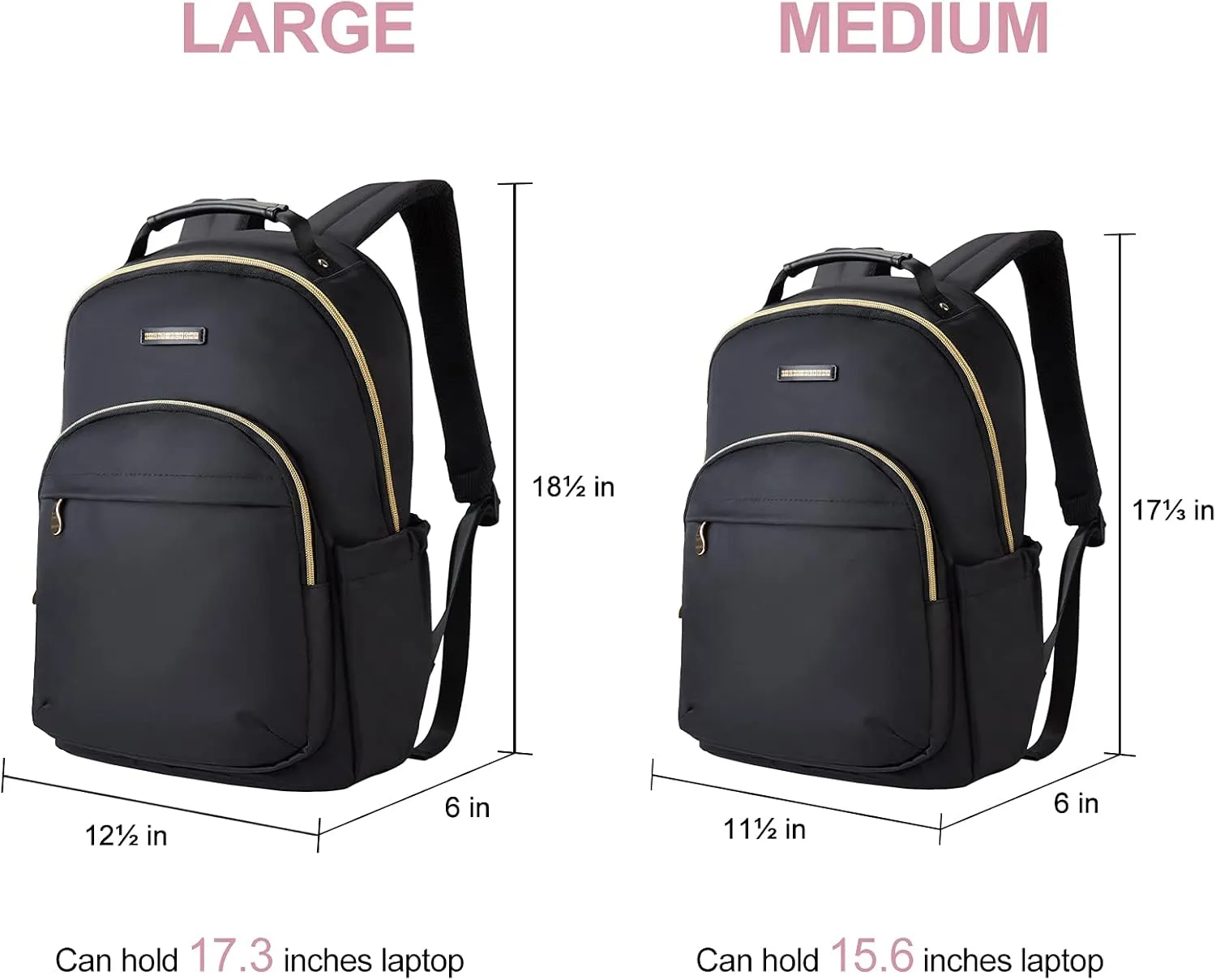 LIGHT FLIGHT Laptop Backpack for Women, Travel BookBag for 17.3 Inch Computer, Backpack for Work Travel College, Large Black