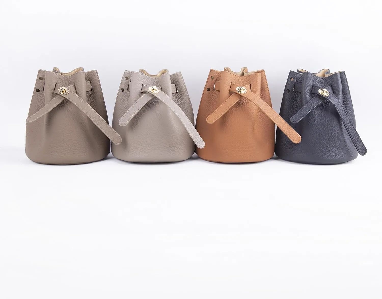 Mini Bucket Bag for Women, Full-Grain Cow Leather Crossbody Handbags Drawstring Fashion Designed Shoulder Purse