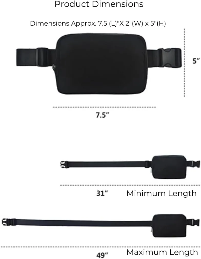 NGIL Mini Belt Bag for Women Crossbody Pack Workout Traveling Running Hiking Waist Bag with Adjustable Strap(Black)