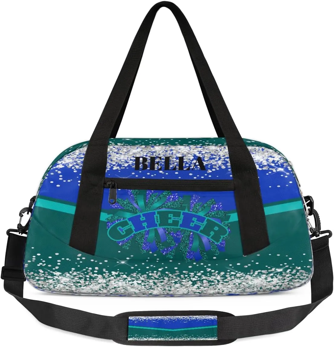 Personalized Cheer Bags for Cheerleaders Custom Cheer Bag for Girls Dark Green Blue Glitter Kids Travel Duffel Sport Gym Bag School Practice Dance Bag